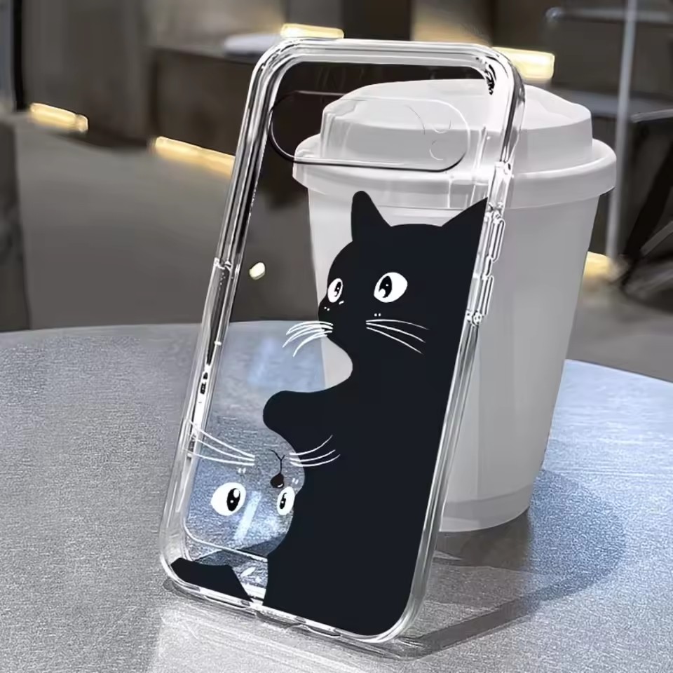 Google Pixel 9 - 핫 카와이 만화 검은 고양이 패턴
