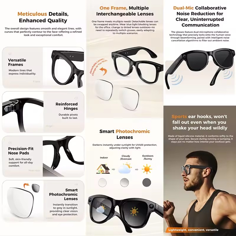 3600mAh 파워 뱅크 스마트 안경 800W 4K H - Smart Glasses Ar 리뷰 및 가격